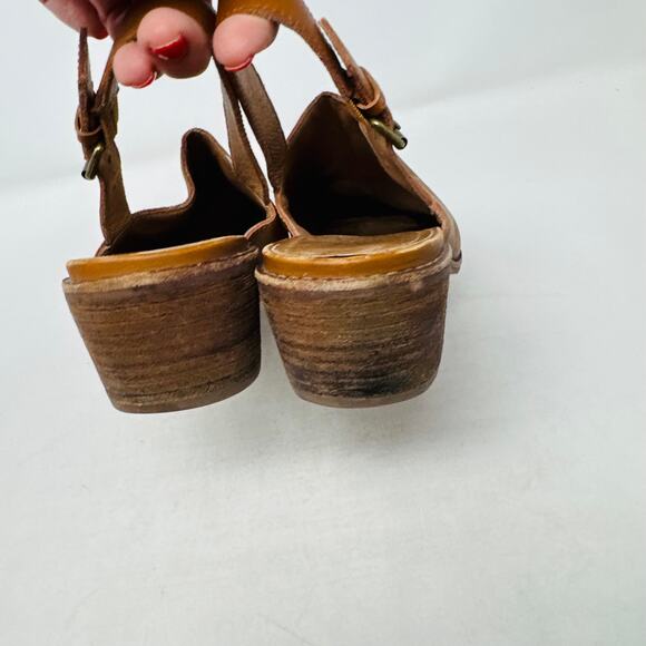 Madewell Leather Slingback Pointed Toe Heeled Sandals Brown Women’s Size 10 - Picture 9 of 12